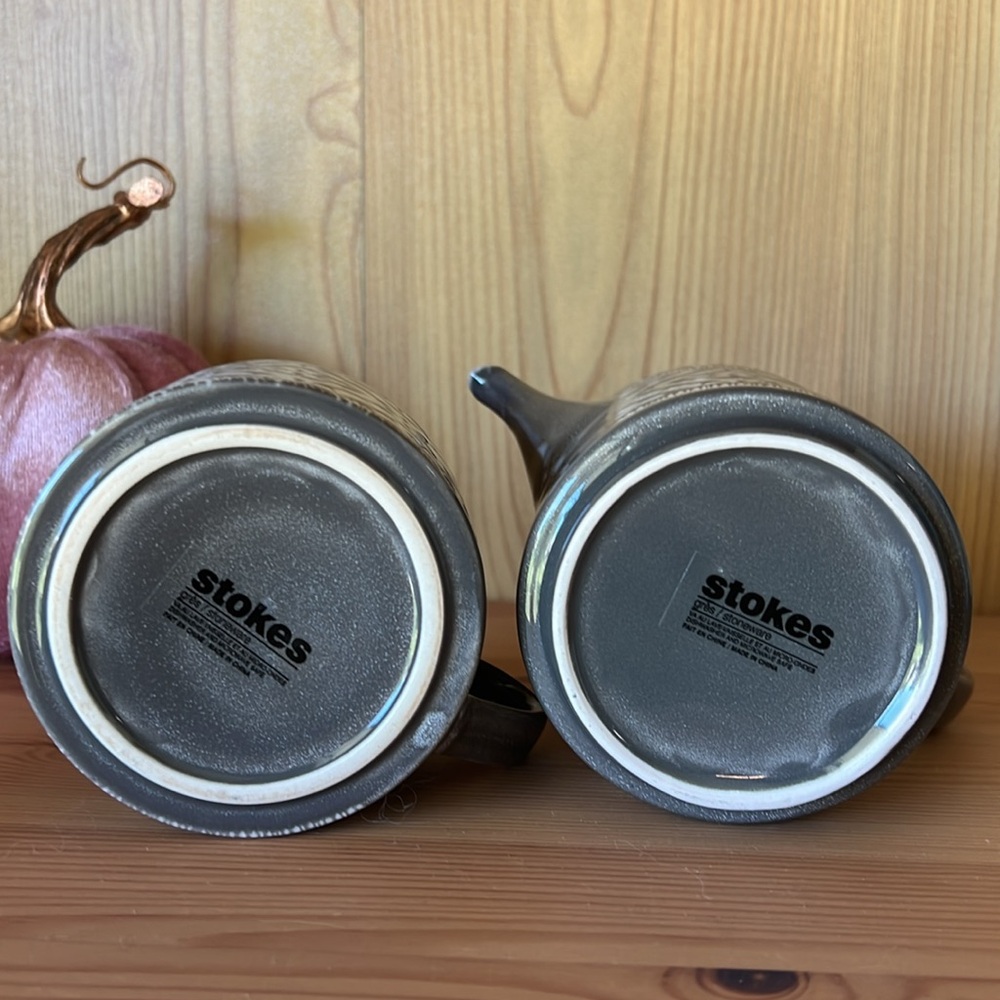 STOKES tea service for one mini teapot & cup set. Stoneware - Picture 4 of 7